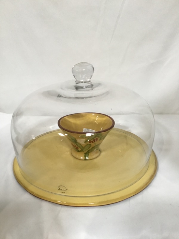 Photo 4 of ARTLAND MARGAUX COLLECTION CAKE STAND WITH DOME GLASS CERMAIC 13 INCHES D X 11 INCHES H NEW