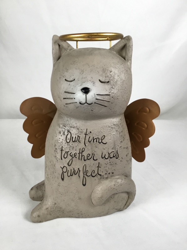 Photo 1 of ANGELIC CAT PET MEMORIAL STATUE OUR TIME TOGETHER WAS PURRFECT  RESIN AND METAL 3 X 7 X 8H NEW