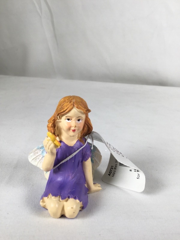 Photo 1 of PURPLE MINI RESIN SITTING GARDEN FAIRY NEW