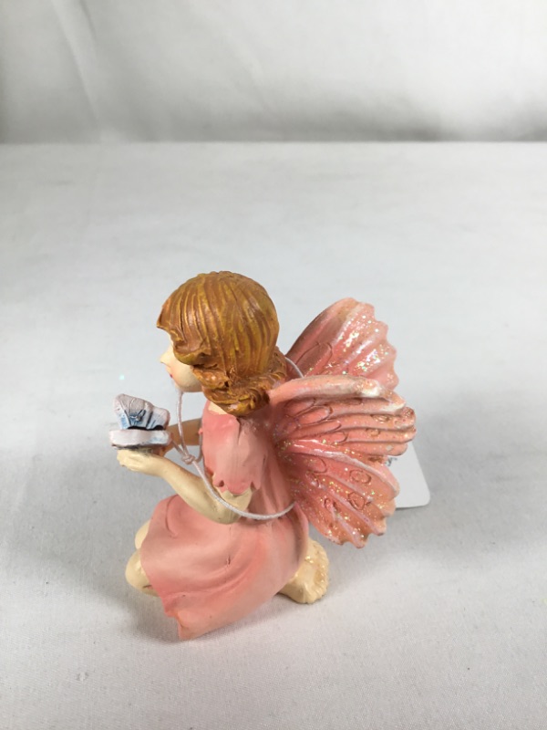 Photo 3 of PINK MINI RESIN SITTING GARDEN FAIRY NEW