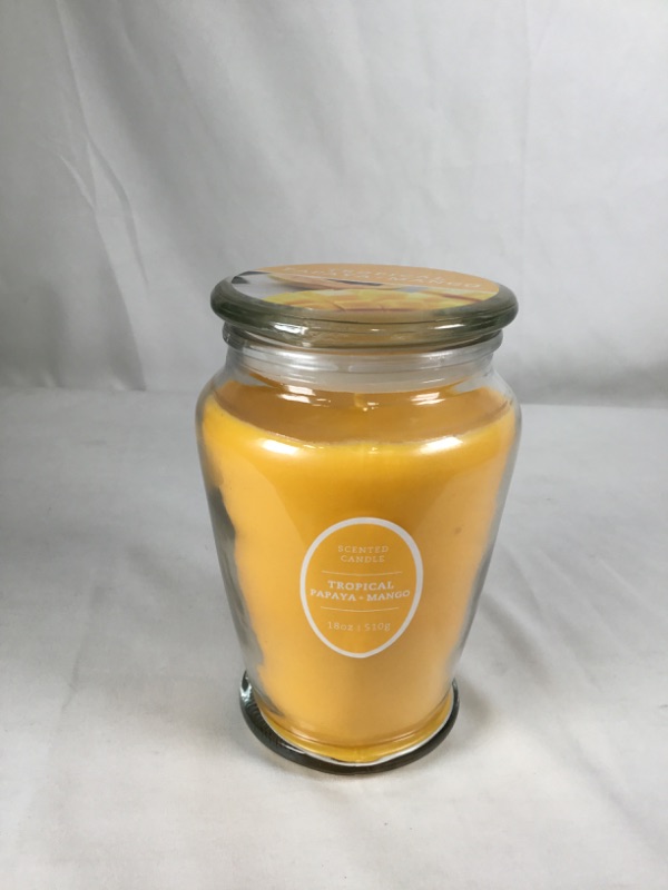 Photo 1 of TROPICAL PAPAYA AND MANGO 18 OZ JAR CANDLE NEW