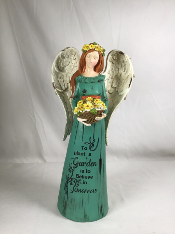 Photo 1 of RESIN BLESSING ANGEL FIGURE STATUE TO PLANT A GARDEN IS TO BELIEVE IN TOMORROW NEW