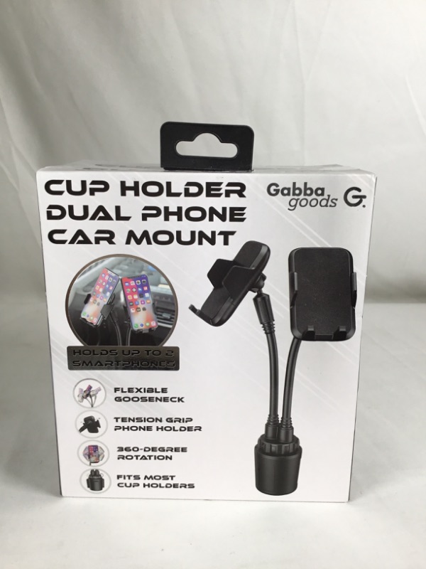 Photo 1 of CUP HOLDER DUAL PHONE CAR MOUNT FLEXIBLE GOOSENECK TENSION GRIP PHONE HOLDER 360 DEGREE ROTATION EXPANDABLE BASE FITS MOST CUP HOLDERS NEW