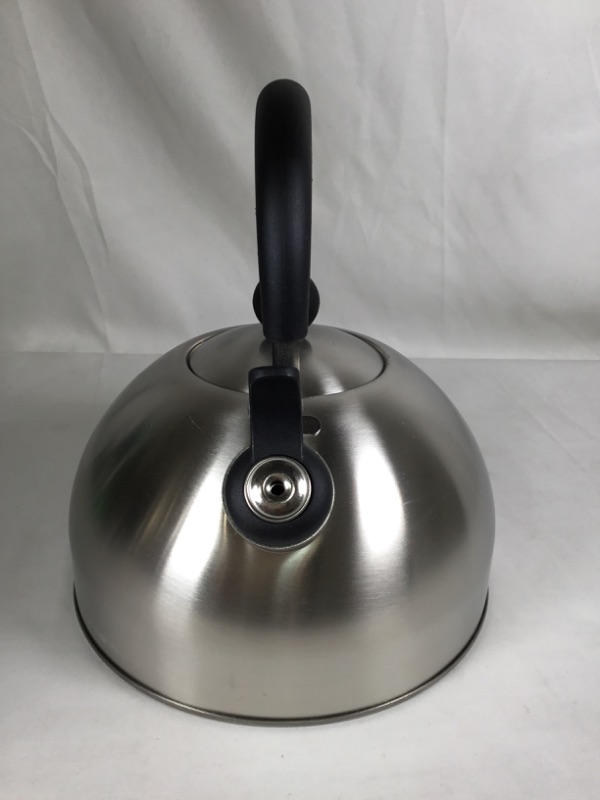 Photo 2 of 3 QUART WHISTLING KETTLE STAINLESS STEEL WITH BLACK HANDLE NEW