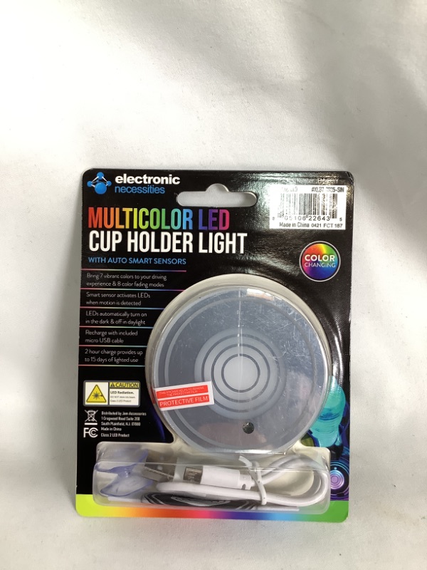 Photo 2 of MULTICOLOR LED CUP HOLDER LIGHT WITH  AUTO SMART SENSORS RECHARGABLE BATTERY NEW