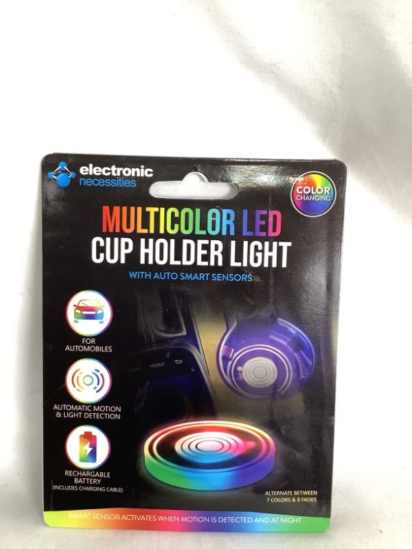 Photo 1 of MULTICOLOR LED CUP HOLDER LIGHT WITH  AUTO SMART SENSORS RECHARGABLE BATTERY NEW