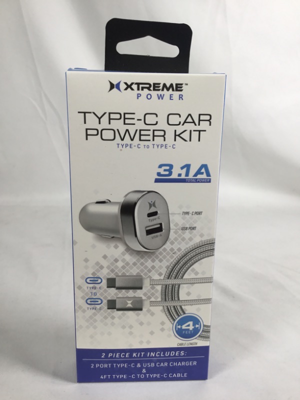 Photo 2 of WHITE TYPE C CAR POWER KIT TYPE C TO TYPE C 3.1 A TOTAL POWER 4 FEET CABLE LENGTH NEW