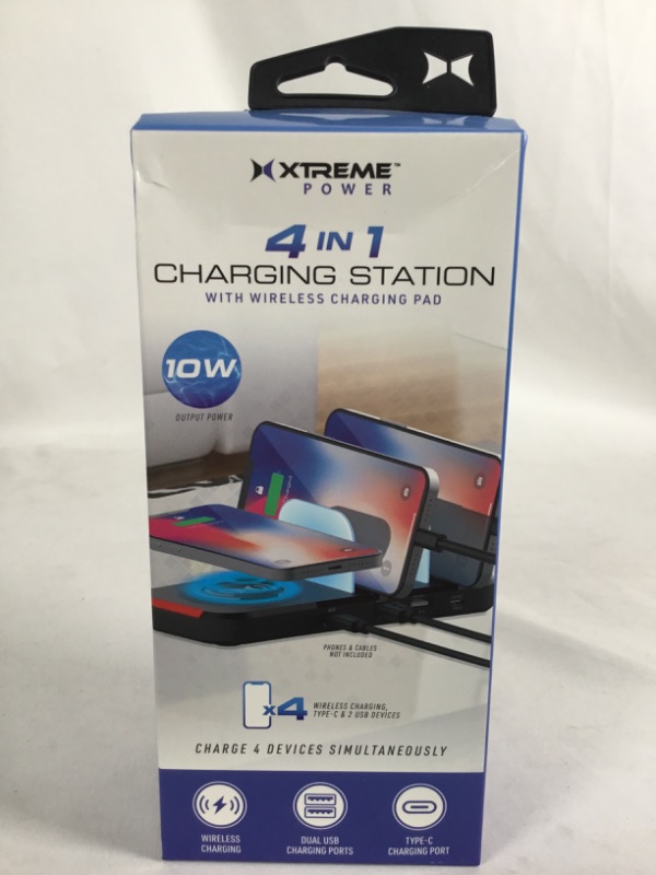 Photo 1 of 4 IN1 CHARGING STATION CHARGE 4 DEVICES SIMULTANEOUSLY WIRELESS CHARGING DUAL USB CHARGING PORTS TYPE C CHARGING PORT 10W OUTPUT POWER NEW