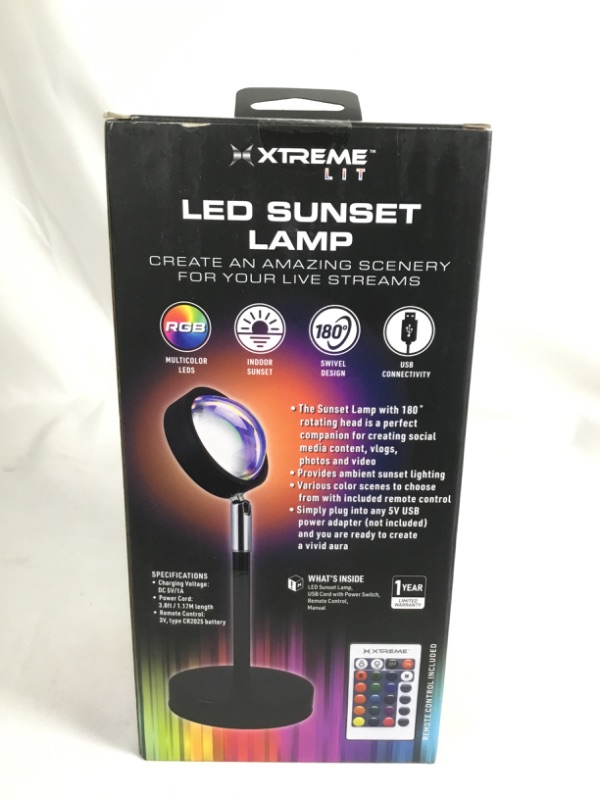 Photo 3 of LED SUNSET LAMP CREAT AN AMAZING SCENERY FOR YOUR LIVE STREAMS 20 COLOR OPTIONS 180 SWIVEL USB CONNECTIVITY REMOTE CONTROL INCLUDED NEW 