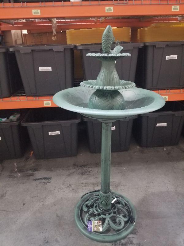 Photo 1 of GREEN BIRD BATH/ WATER FOUNTAIN 3 TIERED PLASTIC 20×20×40H NEW