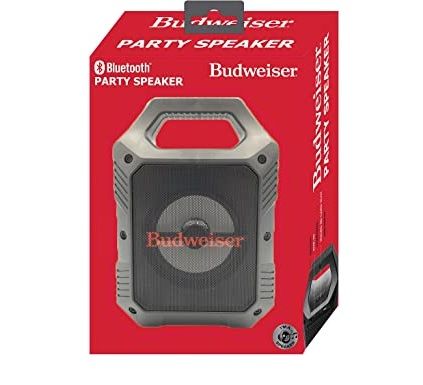 Photo 1 of BUDWEISER PARTY SPEAKER FEATURES INCLUDE BLUETOOTH AUX IN MICRO SD SLOT USB PLAYER SPEAKER FM SCAN RADIO  RGB LIGHTING CHANGES TO THE BEAT OF THE MUSIC RECHARGABLE BATTERY NEW