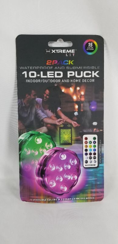 Photo 2 of 2 PACK 10 LED PUCK WATERPROOOF AND SUBMERSIBLE INDOOR AND OUTDOOR HOME DECOR 15 COLOR OPTIONS NEW