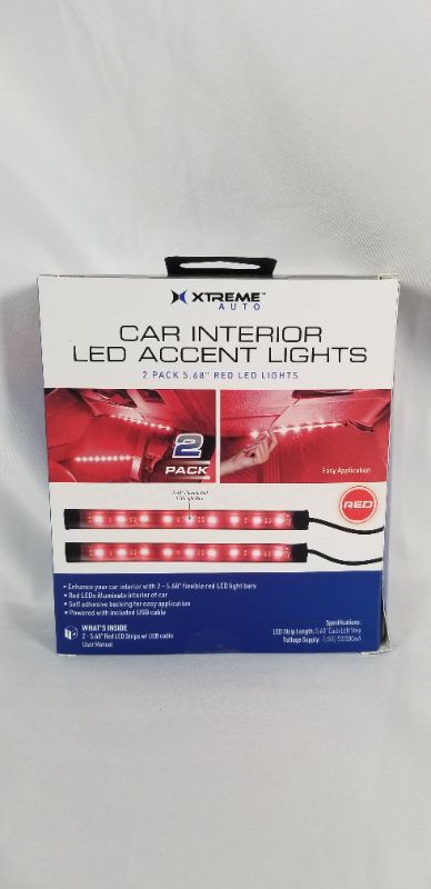 Photo 2 of RED CAR INTERIOR LED ACCENT LIGHTS TWO 5.68 FLEXIBLE RED LED LIGHT BARS NEW