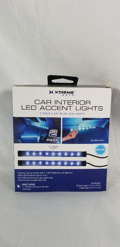 Photo 2 of BLUE CAR INTERIOR LED ACCENT LIGHTS TWO 5.68 FLEXIBLE RED LED LIGHT BARS NEW