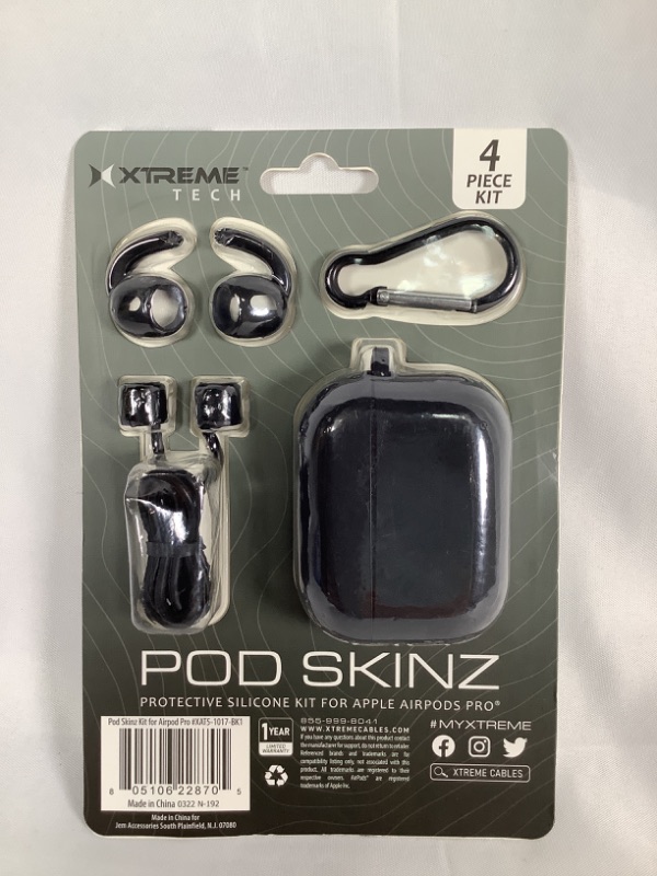 Photo 3 of 4 PIECE KIT POD SKINZ MADE FOR AIRPOD PRO PROTECTIVE CASE CARABINER SPORT HOOKS NECK STRAP NEW