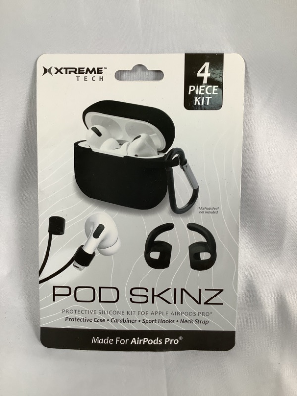 Photo 2 of 4 PIECE KIT POD SKINZ MADE FOR AIRPOD PRO PROTECTIVE CASE CARABINER SPORT HOOKS NECK STRAP NEW