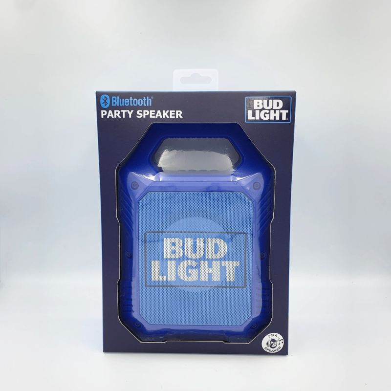 Photo 2 of BUD LIGHT PARTY SPEAKER AUX IN MIRO SD SLOT USB PLAYER FM RADIO SCAN LED LIGHT SHOW USB CHARGING CABLE INCLUDED NEW 