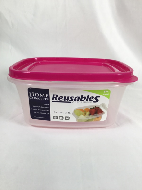 Photo 1 of 10 CUPS REUSABLE CLEAR CONTAINER WITH PINK  LID BPA FREE DISHWASHER MIRCOWAVE AND FREEZER SAFE NEW