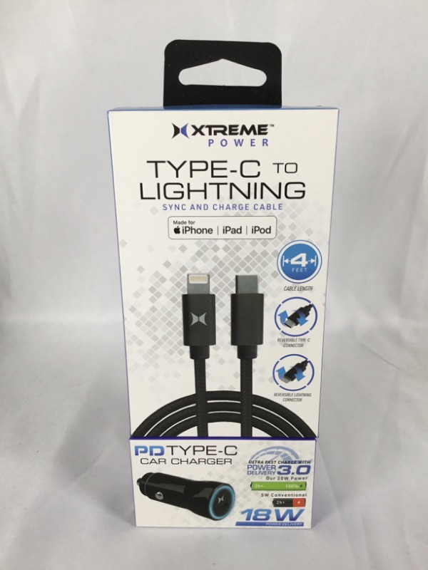 Photo 1 of TYPE C LIGHTNING SYNC AND CHRAGE PLUS PD TYPE C CAR CHARGER CABLE 4 FEET CABLE LENGTH MADE FOR IPHONE IPAD AND IPOD NEW