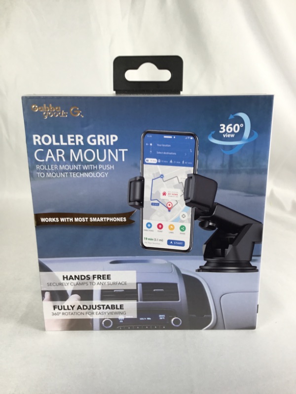 Photo 1 of ROLLER GRIP CAR MOUNT WITH PUSH TO MOUNT TECHNOLOGY WORKS WITH MOST SMARTPHONES SECURELY CLAMPS TO ANY SURFACE FULLY ADJUSTABLE 360 DEGREE ROTATION FOR EASY VIEWING NEW