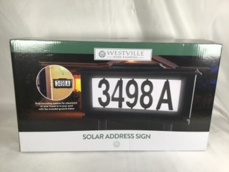 Photo 1 of SOLAR ADDRESS SIGN AUTOMATICALLY POWERS ON AT NIGHT AND OFF AT DAWN RECHARGES IN THE SUNLIGHT WEATHER RESISTANT 14.1 X 2.1 X 8 INCHES NEW 