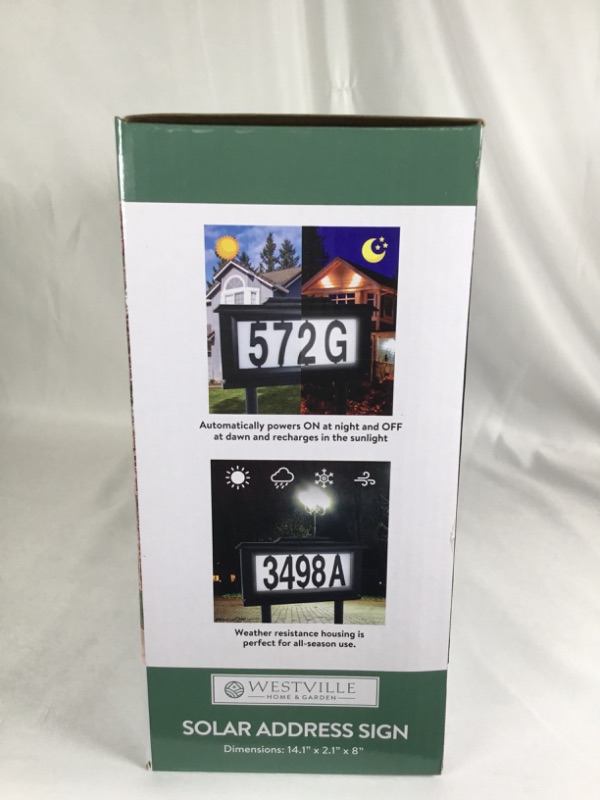 Photo 3 of SOLAR ADDRESS SIGN AUTOMATICALLY POWERS ON AT NIGHT AND OFF AT DAWN RECHARGES IN THE SUNLIGHT WEATHER RESISTANT 14.1 X 2.1 X 8 INCHES NEW 