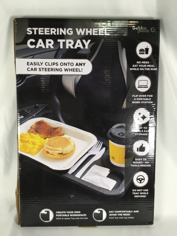 Photo 2 of STEERING WHEEL CAR TRAY EASILY CLIPS ONTO ANY CAR STEERING WHEEL EAT YOUR MEALS ON THE RUN EASY TO CLEAN  EASY TO MOUNT FLIP OVER FOR A PORTABLE WORK STATION NEW