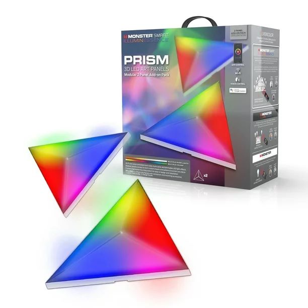 Photo 1 of PRISM 3D LED ART PANELS MODULAR 2 PANEL ADD ON PACK EASY TO INSTAL APP CONTROLLED NEW