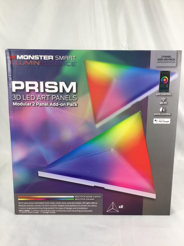 Photo 3 of PRISM 3D LED ART PANELS MODULAR 2 PANEL ADD ON PACK EASY TO INSTAL APP CONTROLLED NEW