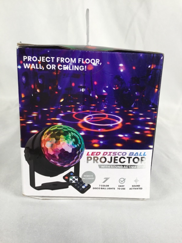 Photo 3 of MINI LED DISCO BALL PROJECTOR WITH SOUND ACTIVATION 7 COLOR DISCO BALL LIGHTS EASY TO USE REMOTE INCLUDED CAN BE HUNG FROM THE WALL OR THE CEILING NEW