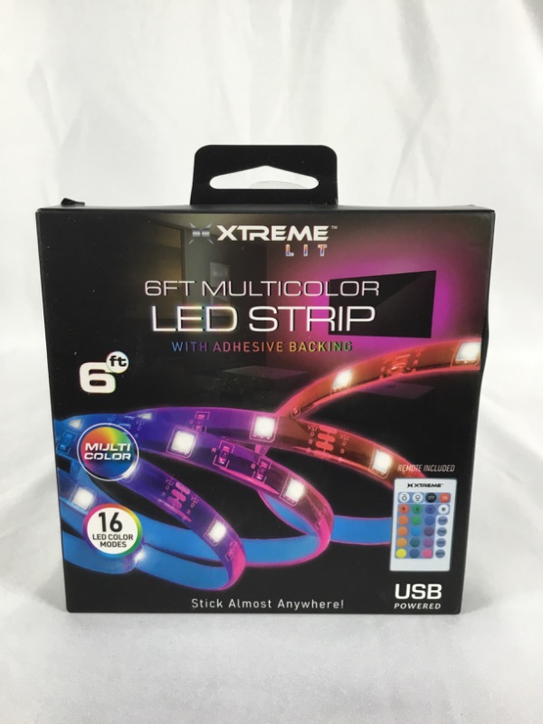 Photo 4 of 6 FEET MULTICOLOR LED STRIP WITH ADHESIVE BACKING 16 LED COLOR MODES USB POWERED REMOTE INCLUDED NEW 