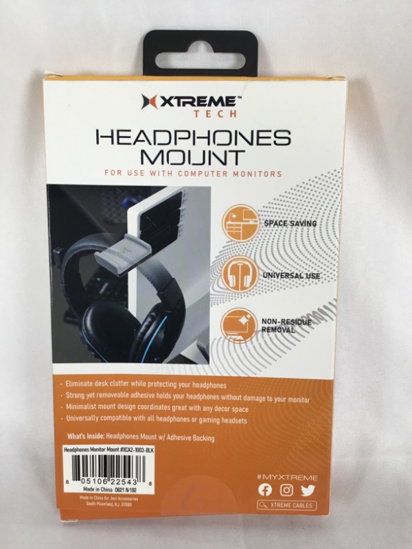 Photo 4 of HEADPHONES MOUNT FOR USE WITH COMPUTER MONITORS SPACE SAVING ELIMINATE DESK CLUTTER UNIVERSAL USE NON RESIDUE REMOVAL NEW