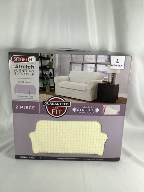 Photo 1 of IVORY LOVE SEAT STRETCH FURNITURE SLIPCOVER 2 PIECE FITS UP TO 53 INCHES X 78 INCHES WIDE NEW