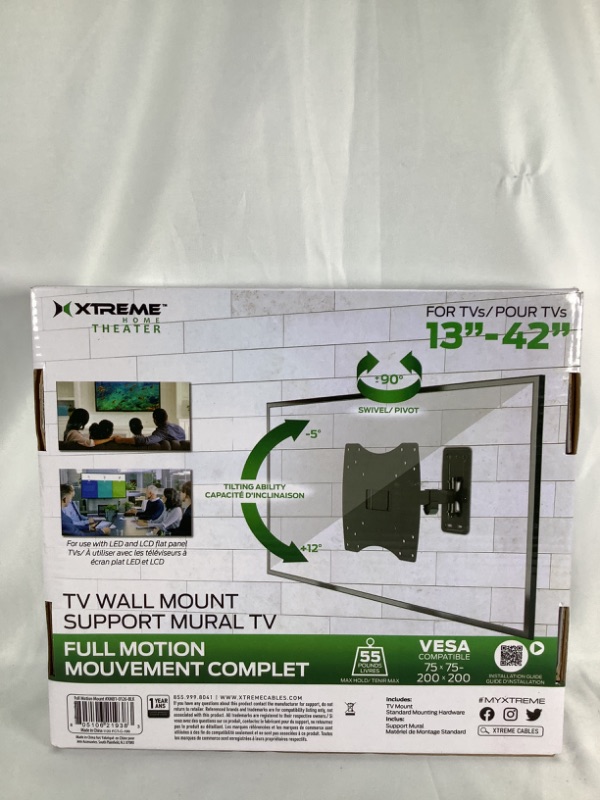 Photo 2 of FULL MOTION TV WALL MOUNT HOLDS  TVS 13 INCHES TO 42 INCHES HOLDS 55 POUNDS  NEW
