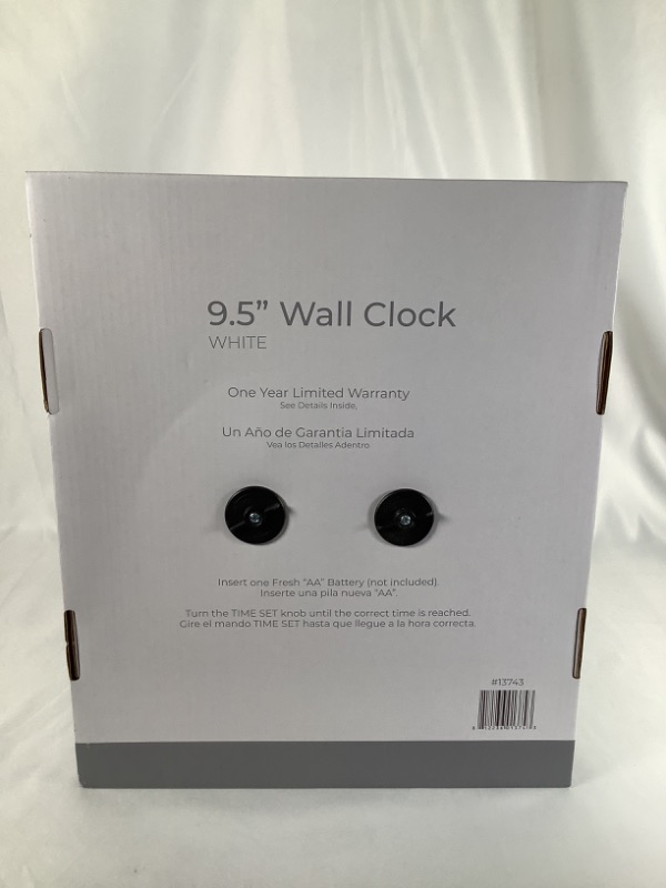 Photo 3 of 9.5 INCH WHITE ROUND WALL CLOCK NEW