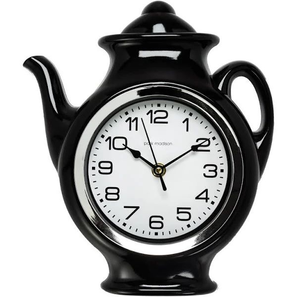 Photo 1 of 11.25 INCHES BLACK TEAPOT WALL CLOCK NEW