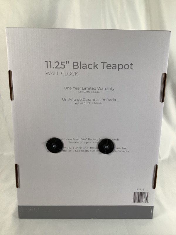 Photo 3 of 11.25 INCHES BLACK TEAPOT WALL CLOCK NEW