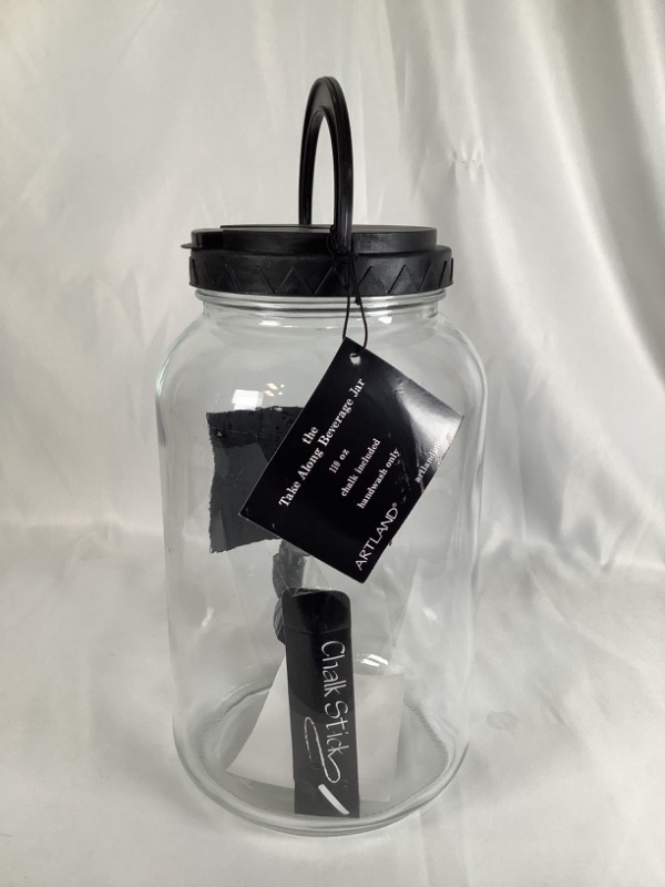 Photo 3 of 110 OZ GLASS JAR WITH BLACK LID  BLACKBOARD LABLE AND ONE WHITE CHALK INCLUDED NEW