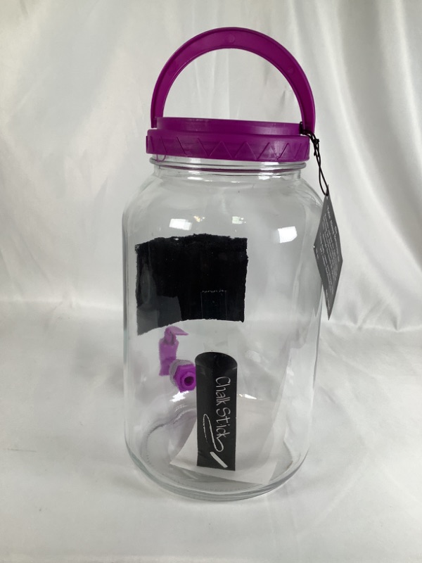 Photo 1 of 110 OZ GLASS JAR WITH PURPLE LID  BLACKBOARD LABLE AND ONE WHITE CHALK INCLUDED NEW