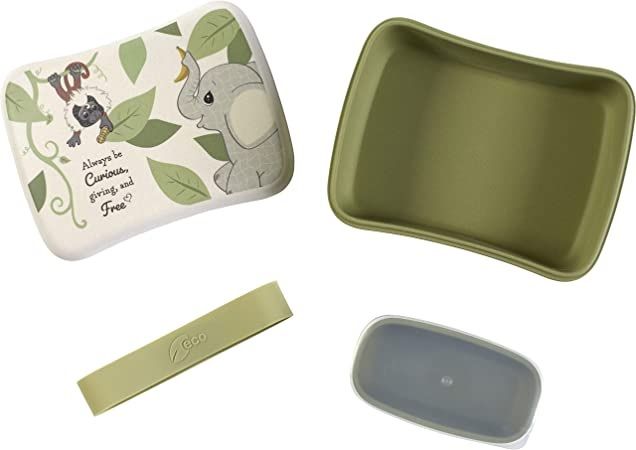 Photo 1 of ELEPHANT MONKEY BENTO BOX MADE FROM BAMBOO FIBER TOP RACK DISHWASHER SAFE BPA FREE 7 X 5.25H INCHES HOLDS 20 OZNEW