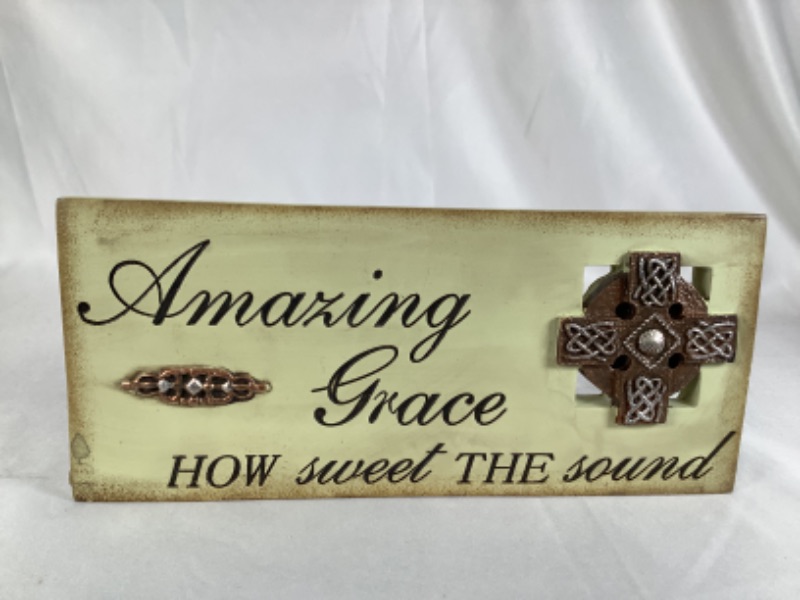Photo 1 of AMAZING GRACE HOW SWEET THE SOUND RESIN WALL DECOR PLAQUE NEW