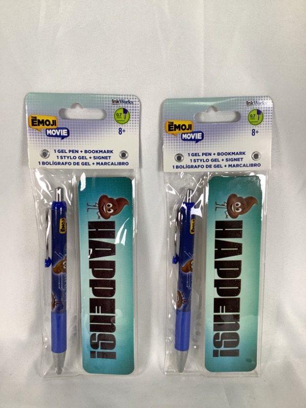 Photo 1 of THE EMOJI MOVIE 2 PACK 0.7MM GEL PEN AND BOOKMARK SET NEW