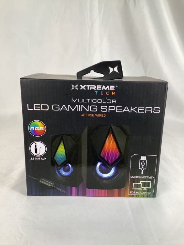 Photo 3 of MULTICOLOR RBG LED GAMING SPEAKERS 4FEET USB WIRED 3.5MM AUX USB CONNECTIVITY NEW