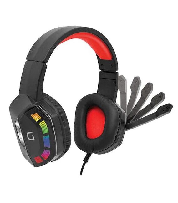 Photo 1 of GAMING HEADSET WITH LID LIGHTS WIRED GAMING HEADSET  360 DEGREE SURROUND SOUND COLOR CHANGING LEDS ADJUSTABLE BOOM MIC COMPATIBLE WITH ANY 3.5MM HEADPHONE MIC JACKS NEW