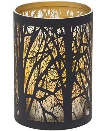 Photo 1 of BLACK AND GOLD LED FAMELESS LUMINARY ETCHED TREE CANDLE 