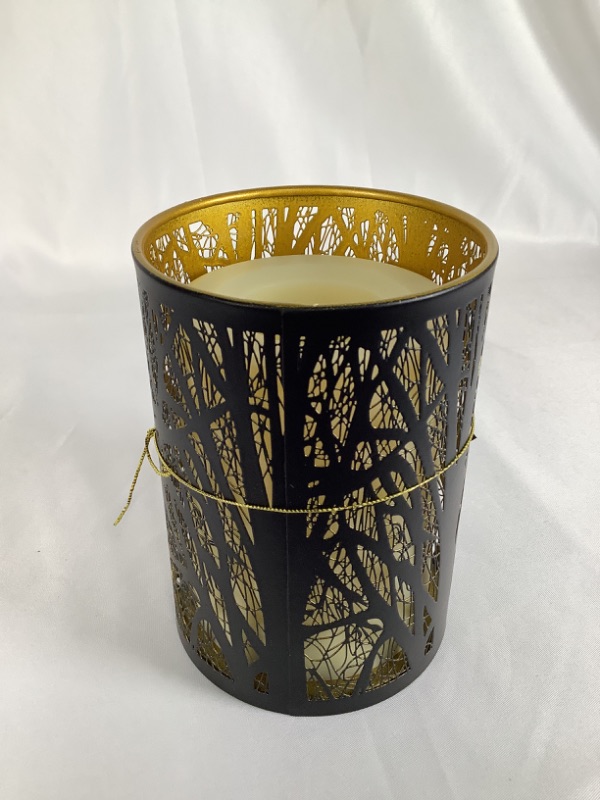 Photo 4 of BLACK AND GOLD LED FAMELESS LUMINARY ETCHED TREE CANDLE 