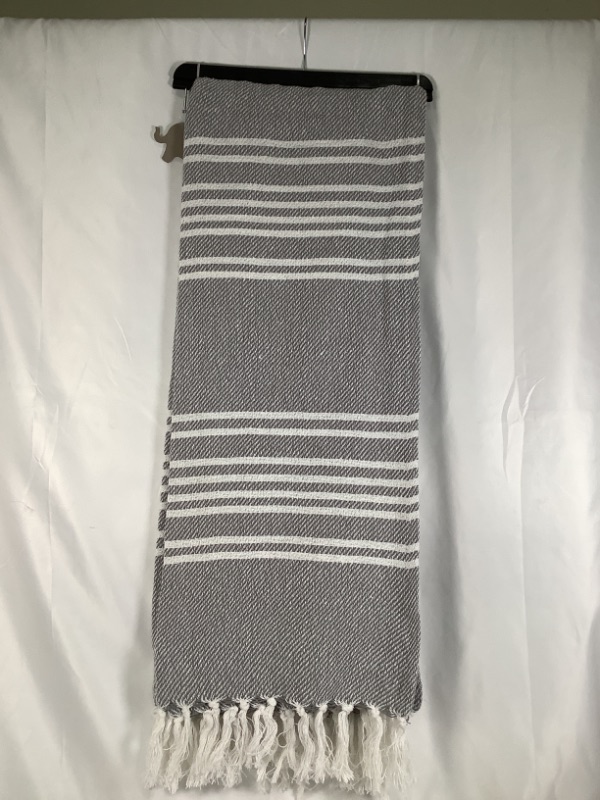 Photo 2 of GHOST GRAY KAIDEN WOVEN STRIPE TASSEL TRIM DECORATIVE THROW 100 PERCENT COTTON 50 X 60 INCHES NEW