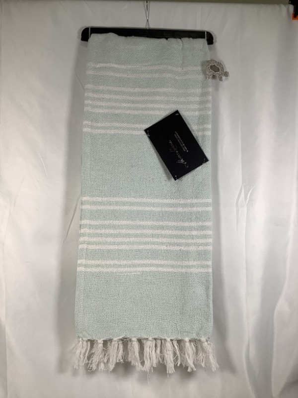 Photo 1 of SPA BLUE KAIDEN WOVEN STRIPE TASSEL TRIM DECORATIVE THROW 100 PERCENT COTTON 50 X 60 INCHES NEW