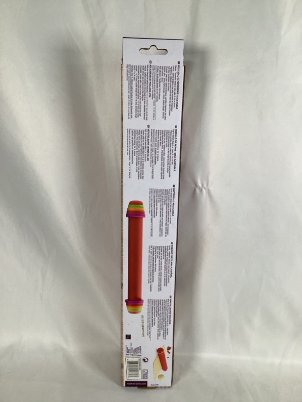 Photo 2 of  RED LARGE SILICONE ROLLING PIN WITH RINGS 16 INCHES NON STICK INCLUDES 4 THICKNESS GUIDES  NEW