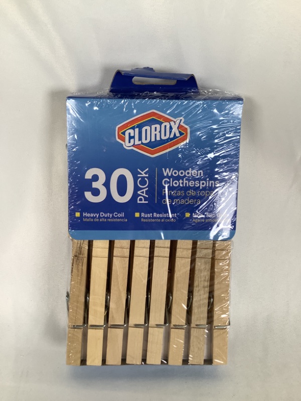 Photo 3 of 30 PACK WOODEN CLOTHESPINS HEAVY DUTY COIL RUST RESISTANT NON SLIP GRIP NEW